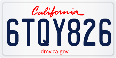 CA license plate 6TQY826