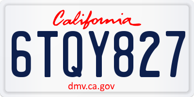 CA license plate 6TQY827
