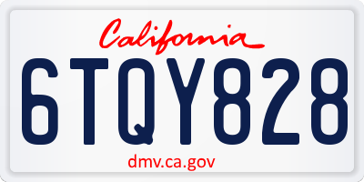 CA license plate 6TQY828