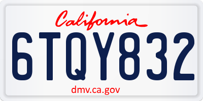 CA license plate 6TQY832