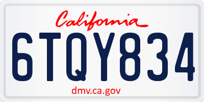 CA license plate 6TQY834