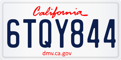 CA license plate 6TQY844