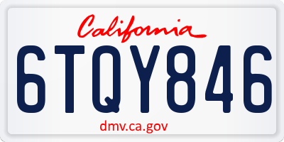 CA license plate 6TQY846