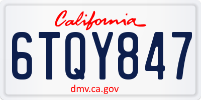 CA license plate 6TQY847