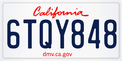 CA license plate 6TQY848