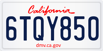 CA license plate 6TQY850