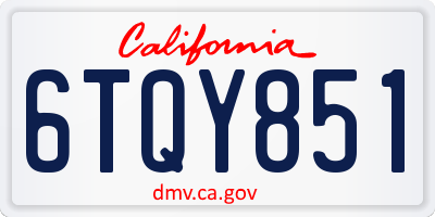 CA license plate 6TQY851