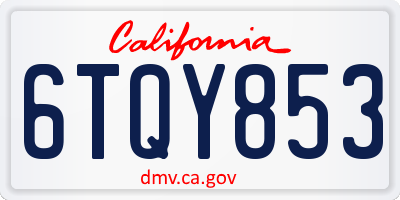 CA license plate 6TQY853