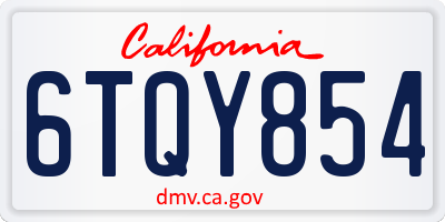 CA license plate 6TQY854