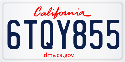 CA license plate 6TQY855