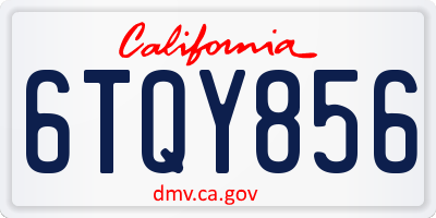 CA license plate 6TQY856