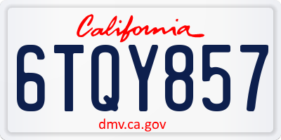 CA license plate 6TQY857