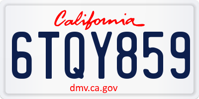 CA license plate 6TQY859