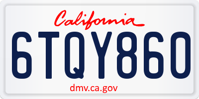 CA license plate 6TQY860