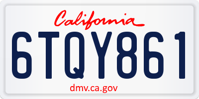 CA license plate 6TQY861