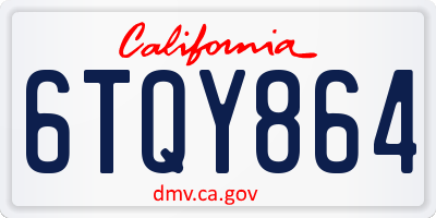 CA license plate 6TQY864
