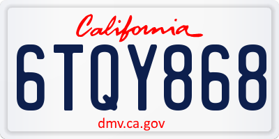 CA license plate 6TQY868