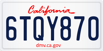 CA license plate 6TQY870