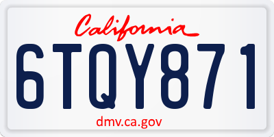 CA license plate 6TQY871