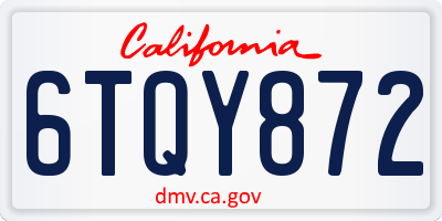 CA license plate 6TQY872