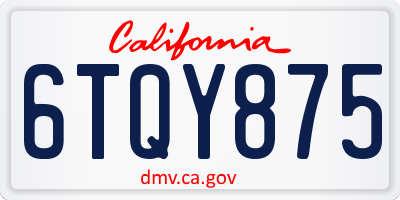 CA license plate 6TQY875