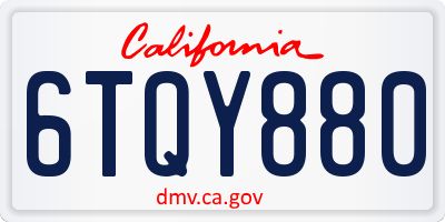 CA license plate 6TQY880