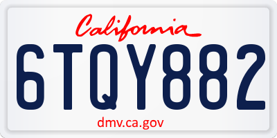 CA license plate 6TQY882