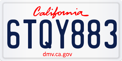 CA license plate 6TQY883