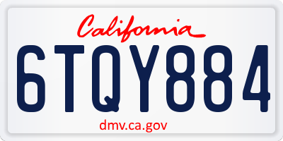 CA license plate 6TQY884