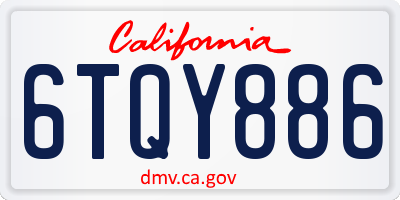 CA license plate 6TQY886