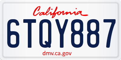CA license plate 6TQY887