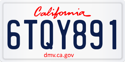 CA license plate 6TQY891