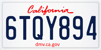 CA license plate 6TQY894