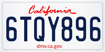 CA license plate 6TQY896