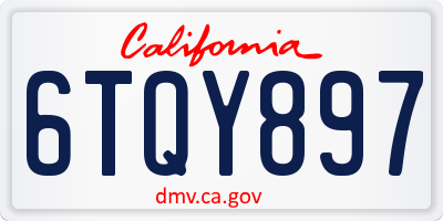 CA license plate 6TQY897