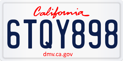 CA license plate 6TQY898