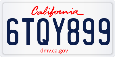 CA license plate 6TQY899