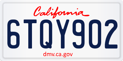 CA license plate 6TQY902