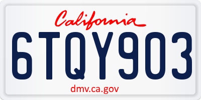 CA license plate 6TQY903