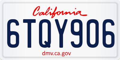 CA license plate 6TQY906