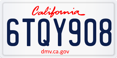 CA license plate 6TQY908