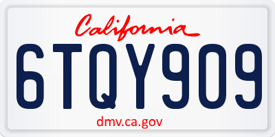 CA license plate 6TQY909