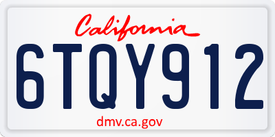 CA license plate 6TQY912