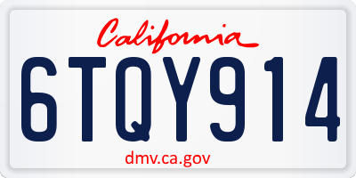 CA license plate 6TQY914