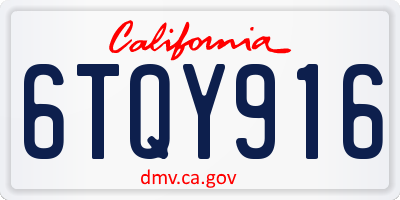 CA license plate 6TQY916