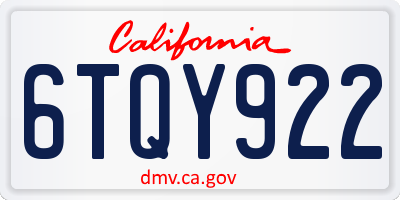 CA license plate 6TQY922