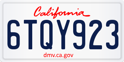 CA license plate 6TQY923