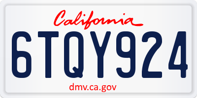 CA license plate 6TQY924