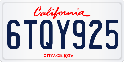 CA license plate 6TQY925