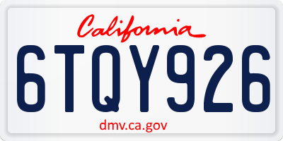 CA license plate 6TQY926